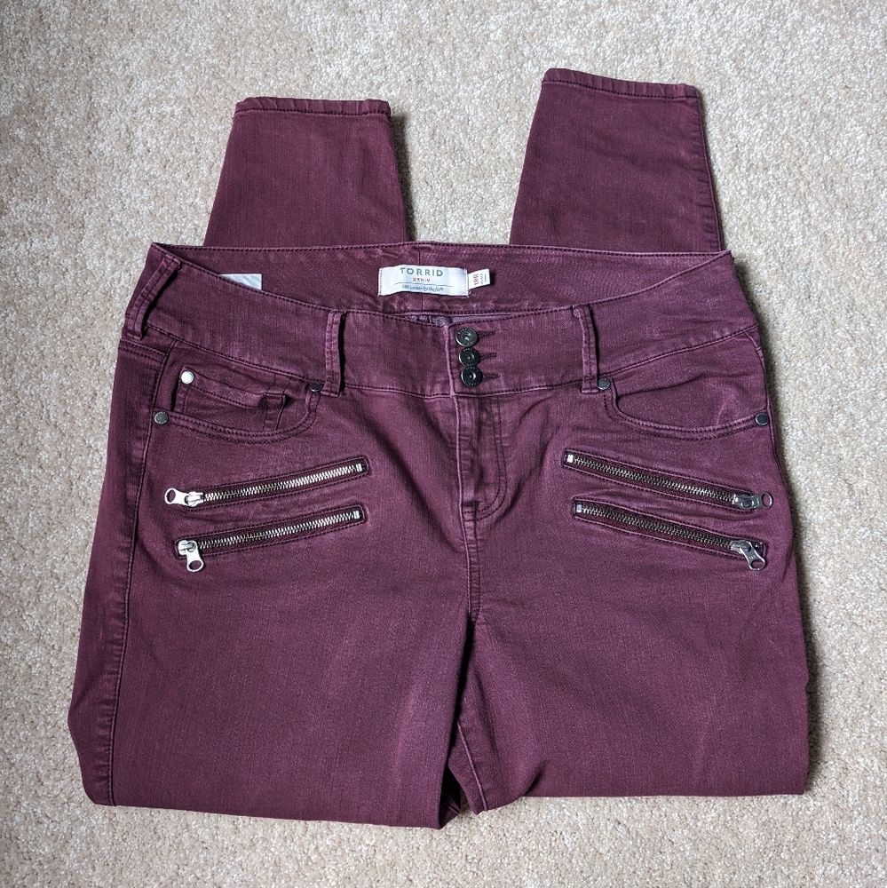 TORRID Red Maroon Raisin Skinny Denim Jeans Jeggings